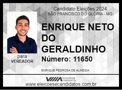 Candidato ENRIQUE NETO DO GERALDINHO 2024 - SÃO FRANCISCO DO GLÓRIA - Eleições