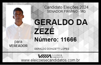 Candidato GERALDO DA ZEZÉ 2024 - SENADOR FIRMINO - Eleições