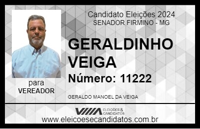 Candidato GERALDINHO VEIGA 2024 - SENADOR FIRMINO - Eleições