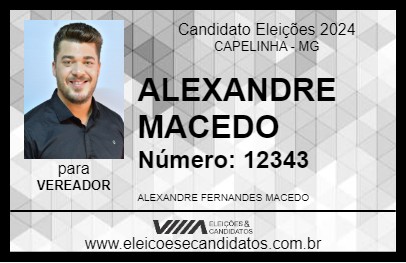 Candidato ALEXANDRE MACEDO 2024 - CAPELINHA - Eleições