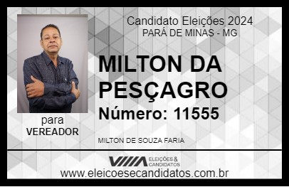 Candidato MILTON DA PESÇAGRO 2024 - PARÁ DE MINAS - Eleições