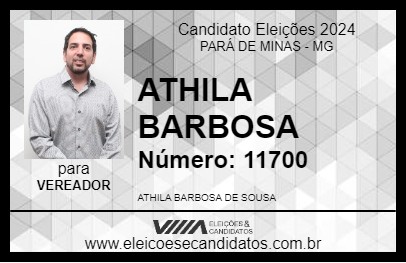 Candidato ATHILA BARBOSA 2024 - PARÁ DE MINAS - Eleições