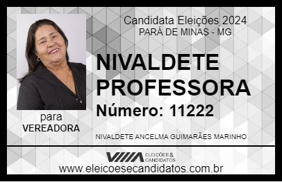 Candidato NIVALDETE PROFESSORA 2024 - PARÁ DE MINAS - Eleições