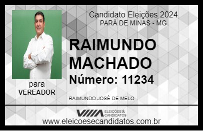 Candidato RAIMUNDO MACHADO 2024 - PARÁ DE MINAS - Eleições