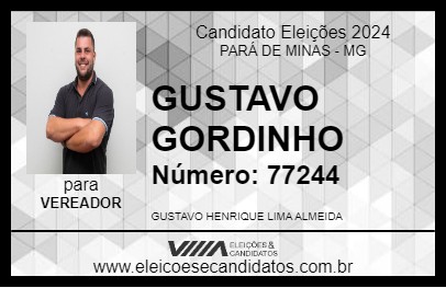 Candidato GUSTAVO GORDINHO 2024 - PARÁ DE MINAS - Eleições