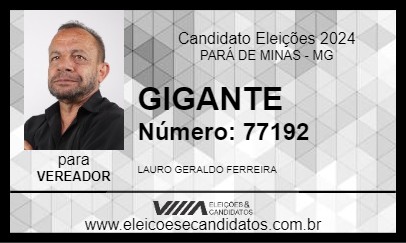 Candidato GIGANTE 2024 - PARÁ DE MINAS - Eleições