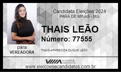 Candidato THAIS LEÃO 2024 - PARÁ DE MINAS - Eleições