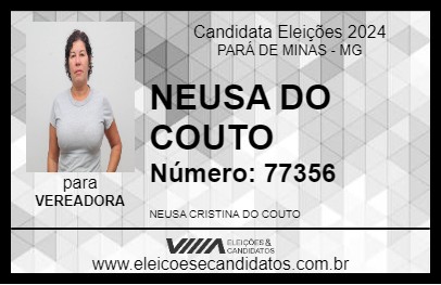 Candidato NEUSA DO COUTO 2024 - PARÁ DE MINAS - Eleições