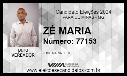 Candidato ZÉ MARIA 2024 - PARÁ DE MINAS - Eleições