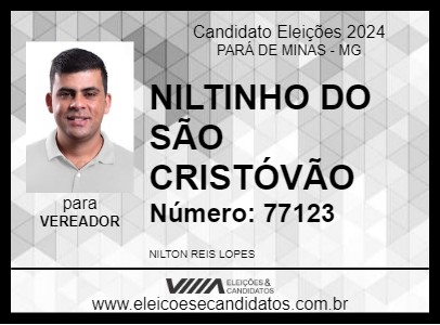 Candidato NILTINHO DO SÃO CRISTÓVÃO 2024 - PARÁ DE MINAS - Eleições