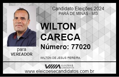 Candidato WILTON CARECA 2024 - PARÁ DE MINAS - Eleições