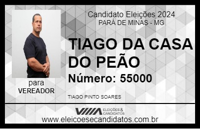 Candidato TIAGO DA CASA DO PEÃO 2024 - PARÁ DE MINAS - Eleições