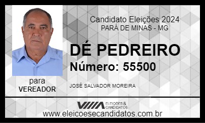 Candidato DÉ PEDREIRO 2024 - PARÁ DE MINAS - Eleições