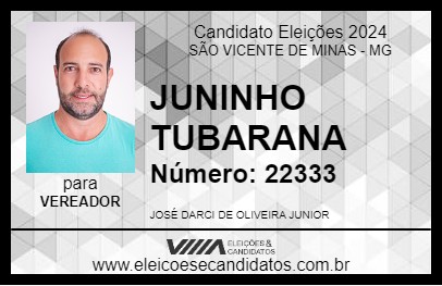 Candidato JUNINHO TUBARANA 2024 - SÃO VICENTE DE MINAS - Eleições