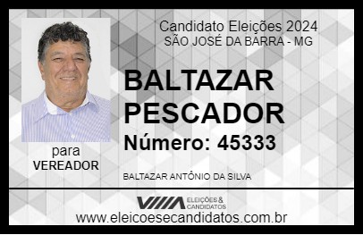 Candidato BALTAZAR PESCADOR 2024 - SÃO JOSÉ DA BARRA - Eleições