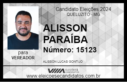 Candidato ALISSON PARAÍBA 2024 - QUELUZITO - Eleições