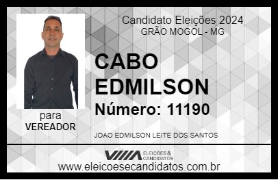 Candidato CABO EDMILSON 2024 - GRÃO MOGOL - Eleições