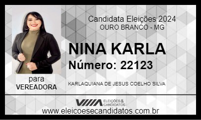 Candidato NINA KARLA 2024 - OURO BRANCO - Eleições