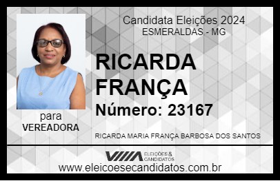 Candidato RICARDA FRANÇA 2024 - ESMERALDAS - Eleições