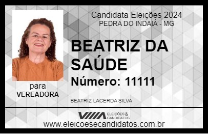 Candidato BEATRIZ DA SAÚDE 2024 - PEDRA DO INDAIÁ - Eleições