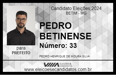 Candidato PEDRO BETINENSE 2024 - BETIM - Eleições