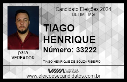 Candidato TIAGO HENRIQUE 2024 - BETIM - Eleições