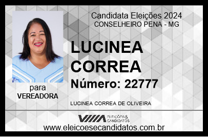 Candidato LUCINEA CORREA 2024 - CONSELHEIRO PENA - Eleições