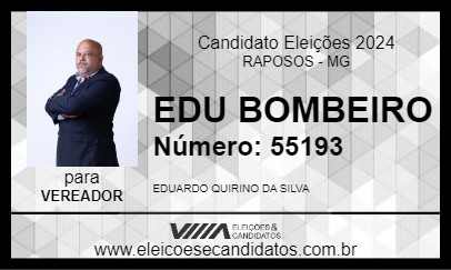 Candidato EDU BOMBEIRO 2024 - RAPOSOS - Eleições