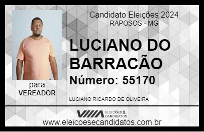 Candidato LUCIANO DO BARRACÃO 2024 - RAPOSOS - Eleições