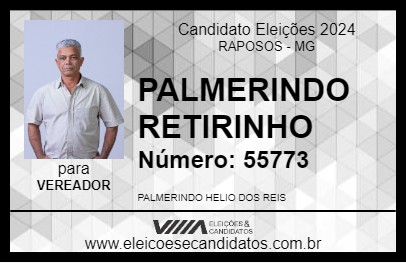 Candidato PALMERINDO RETIRINHO 2024 - RAPOSOS - Eleições