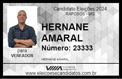 Candidato HERNANE AMARAL 2024 - RAPOSOS - Eleições