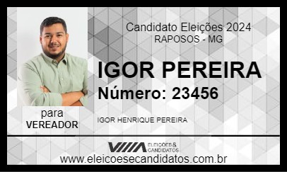 Candidato IGOR PEREIRA 2024 - RAPOSOS - Eleições