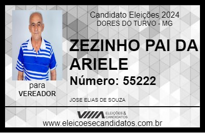 Candidato ZEZINHO PAI DA  ARIELE 2024 - DORES DO TURVO - Eleições