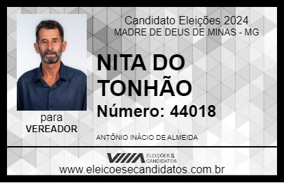 Candidato NITA DO TONHÃO 2024 - MADRE DE DEUS DE MINAS - Eleições