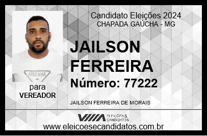 Candidato JAILSON FERREIRA 2024 - CHAPADA GAÚCHA - Eleições