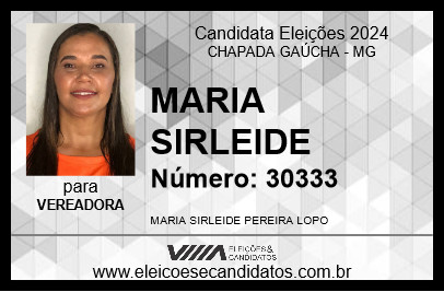 Candidato MARIA SIRLEIDE 2024 - CHAPADA GAÚCHA - Eleições