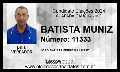 Candidato BATISTA MUNIZ 2024 - CHAPADA GAÚCHA - Eleições