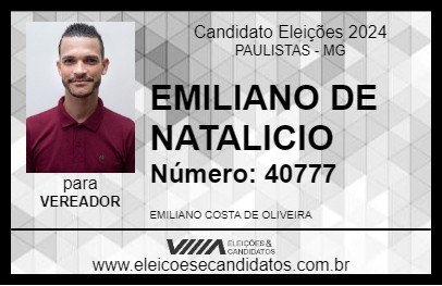 Candidato EMILIANO DE NATALICIO 2024 - PAULISTAS - Eleições