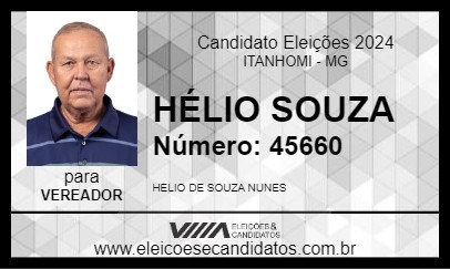 Candidato HÉLIO SOUZA 2024 - ITANHOMI - Eleições