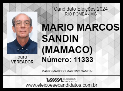 Candidato MARIO MARCOS SANDIN  (MAMACO) 2024 - RIO POMBA - Eleições