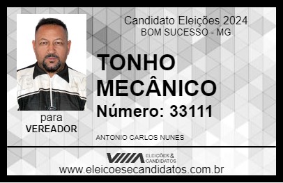 Candidato TONHO MECÂNICO 2024 - BOM SUCESSO - Eleições