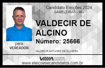 Candidato VALDECIR DE ALCINO 2024 - GAMELEIRAS - Eleições