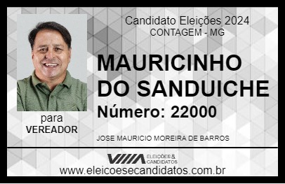 Candidato MAURICINHO DO SANDUICHE 2024 - CONTAGEM - Eleições