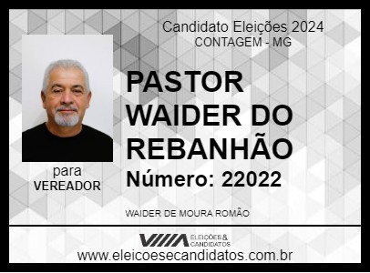 Candidato PASTOR WEIDER DO REBANHÃO 2024 - CONTAGEM - Eleições