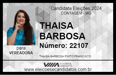 Candidato THAISA BARBOSA 2024 - CONTAGEM - Eleições