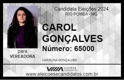 Candidato CAROL GONÇALVES 2024 - RIO POMBA - Eleições