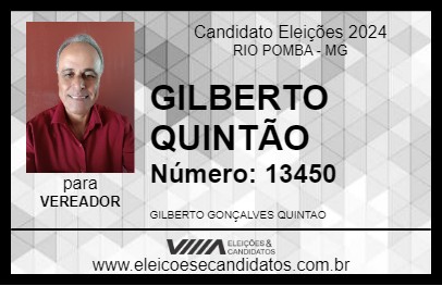 Candidato GILBERTO QUINTÃO 2024 - RIO POMBA - Eleições