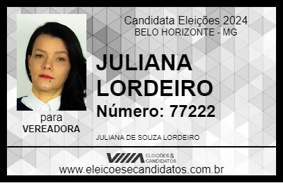 Candidato JULIANA LORDEIRO 2024 - BELO HORIZONTE - Eleições