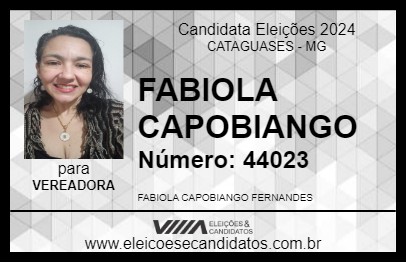 Candidato FABIOLA CAPOBIANGO 2024 - CATAGUASES - Eleições