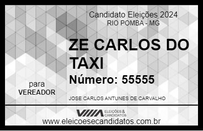 Candidato ZE CARLOS DO TAXI 2024 - RIO POMBA - Eleições